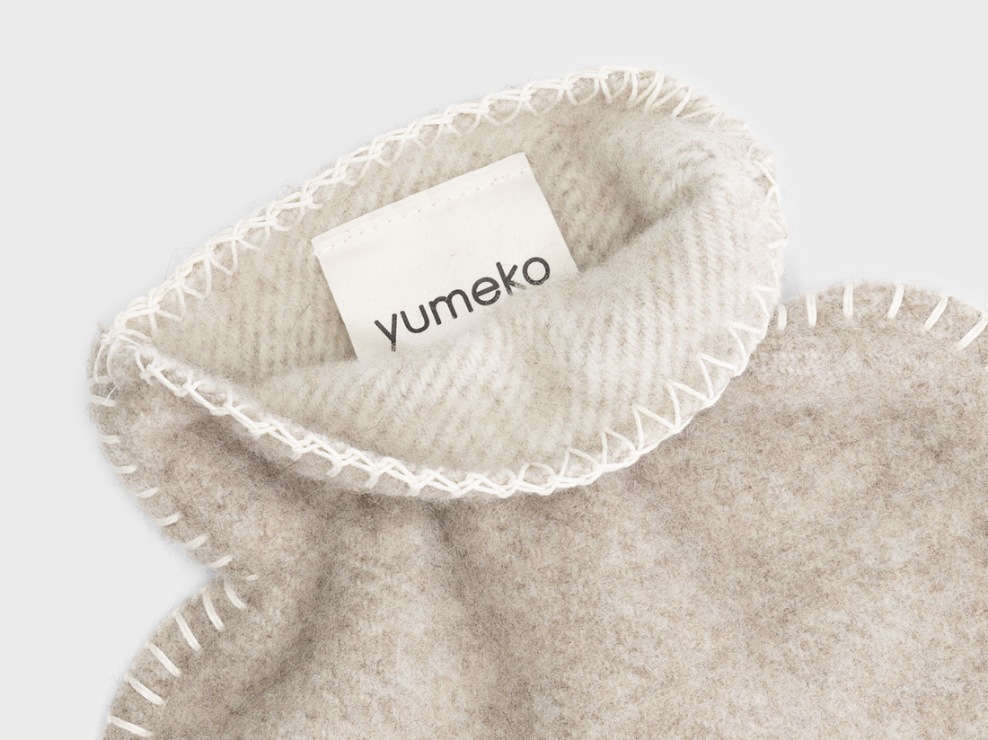 Påse för varmvattenflaska i merinoull camel melange 36x20