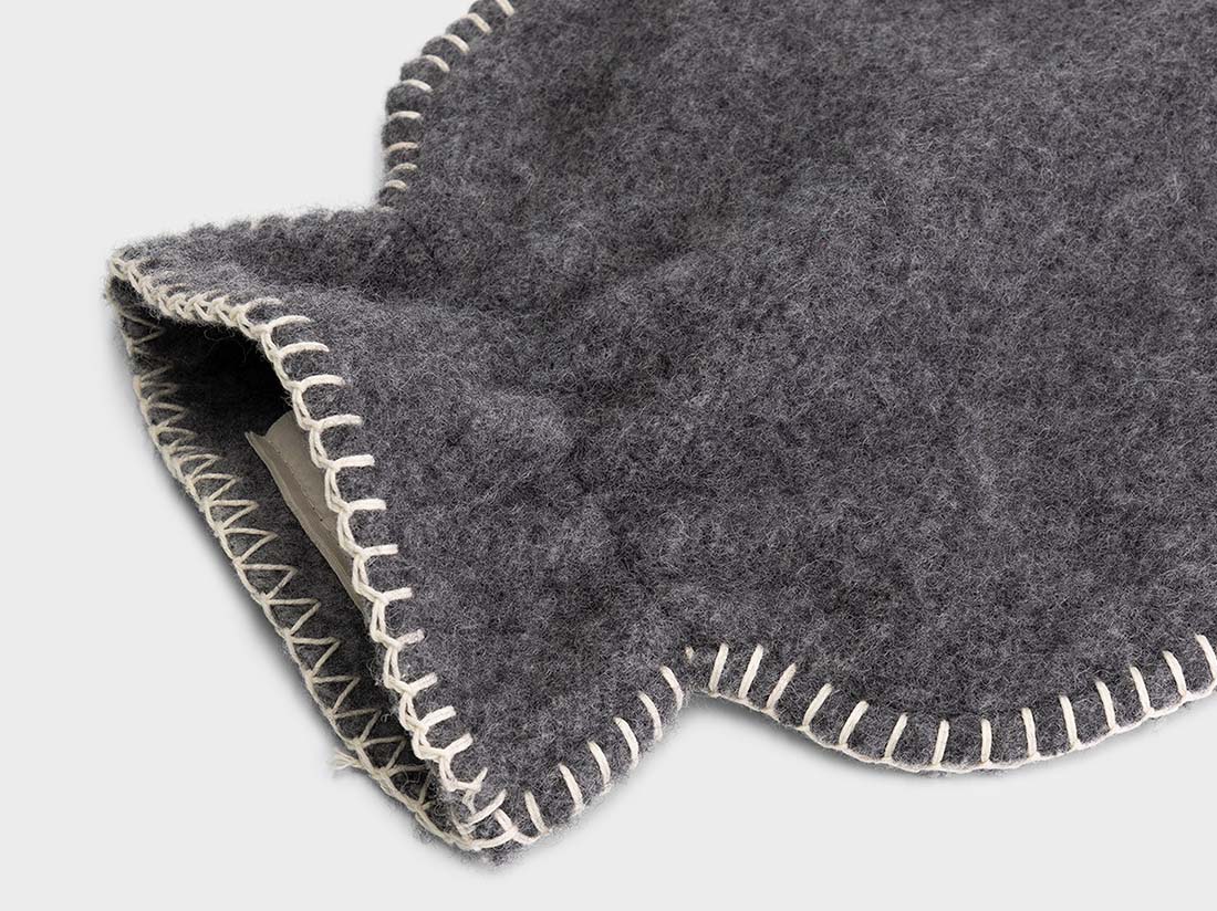 Housse de bouillotte laine mérinos charbon