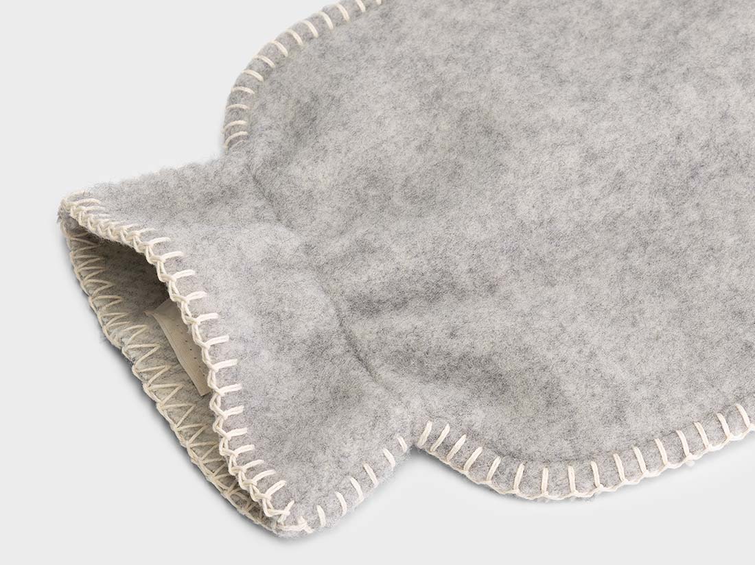 Housse de bouillotte en laine mérinos mélange gris