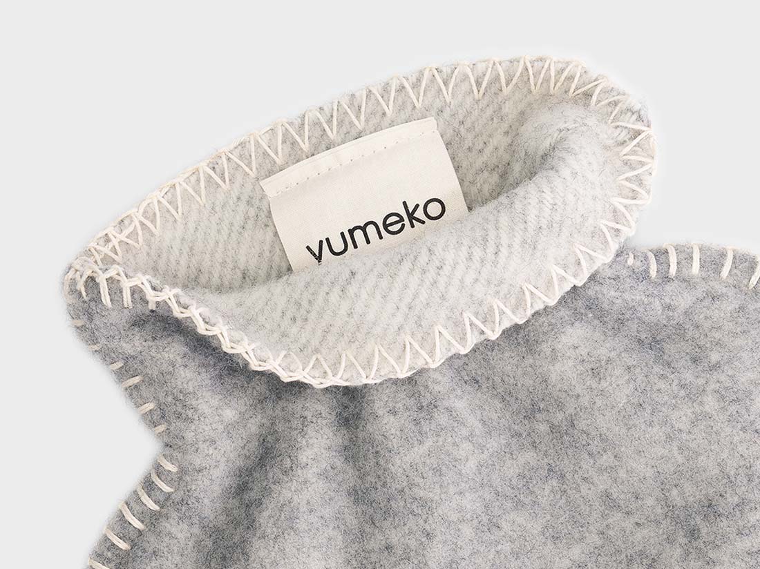 Housse de bouillotte en laine mérinos mélange gris