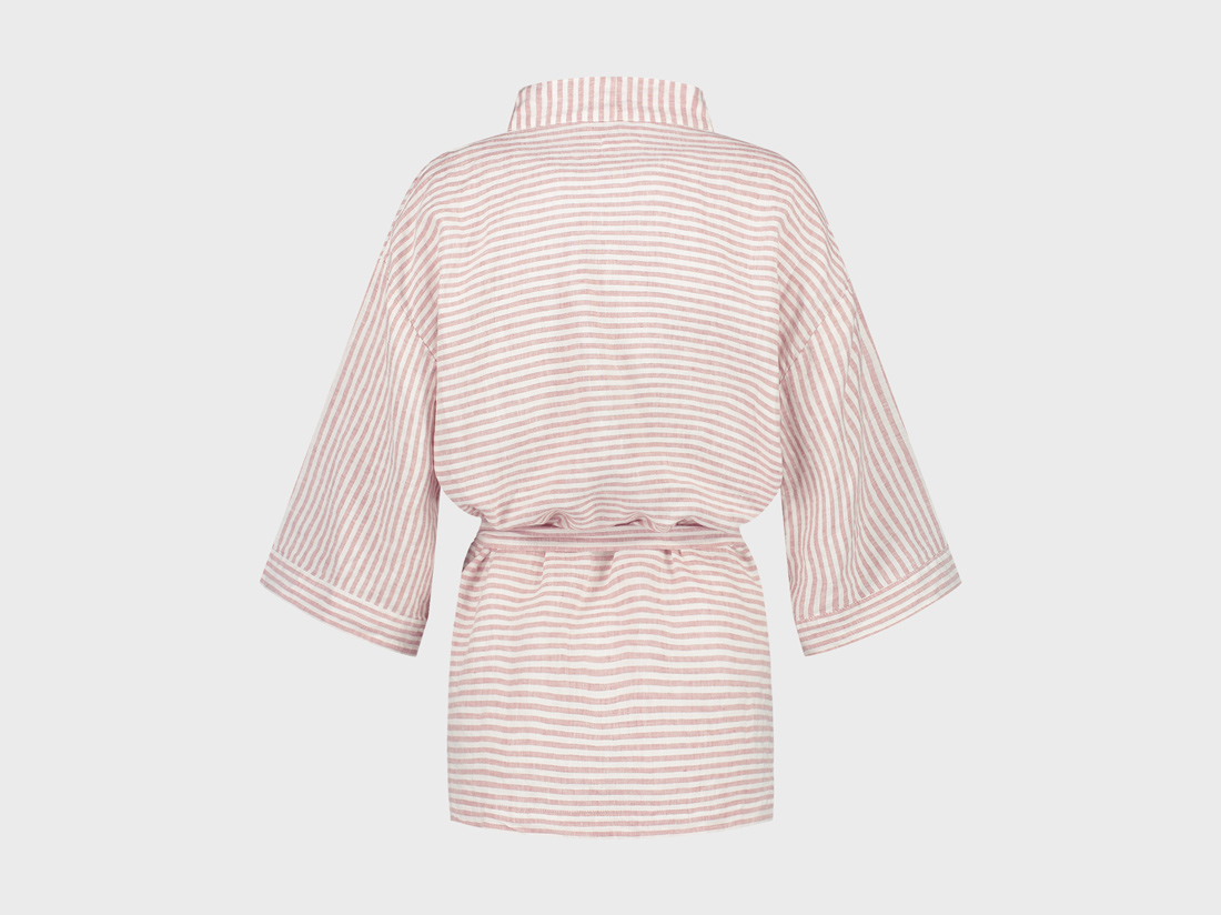 Kimono Jacke Gewaschenes Leinen Rose Stripe