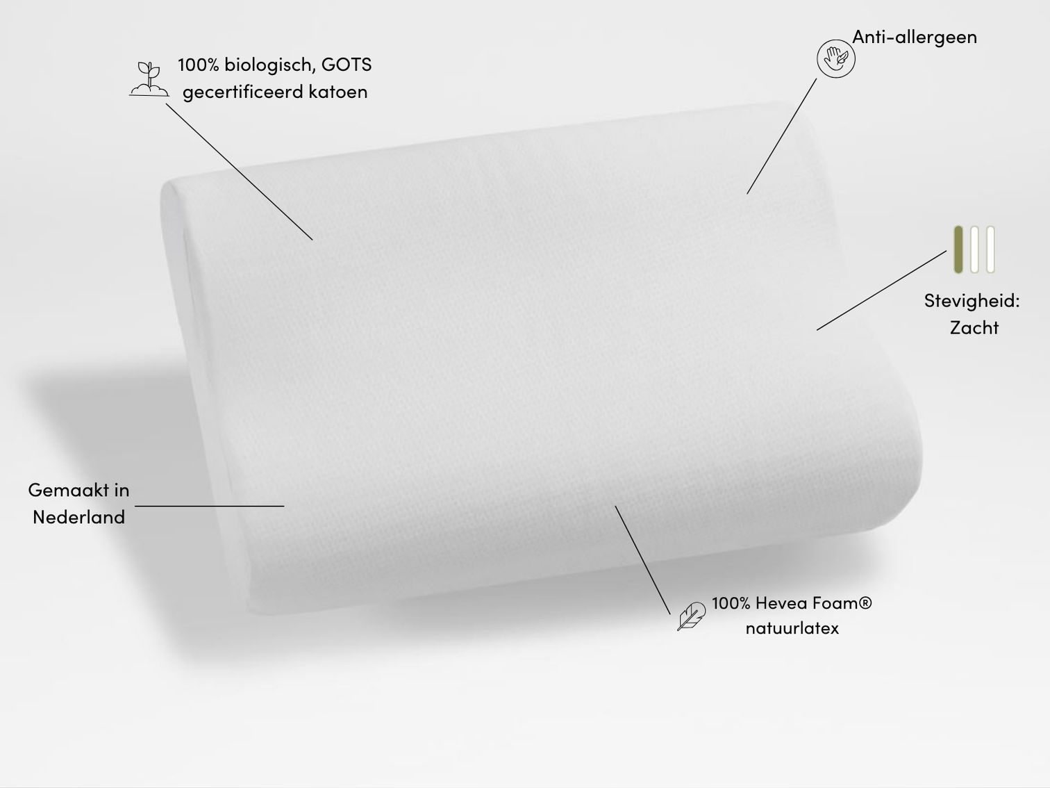 Kussen natuurlatex wave 44x63x11/13 zacht