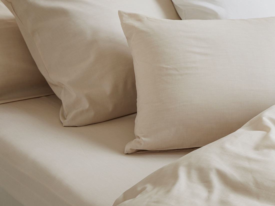 Drap-housse coton TENCEL™ latte chambray
