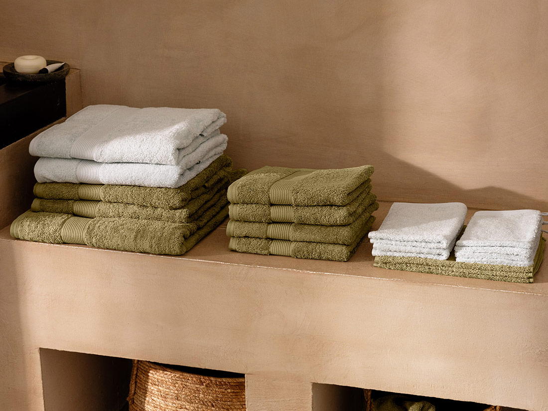 Håndklæder terry olive green 50x100