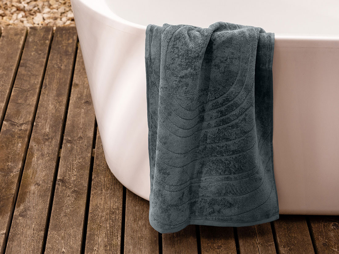 Serviettes de douche en velours bleu galet 70x140 - 2 pcs