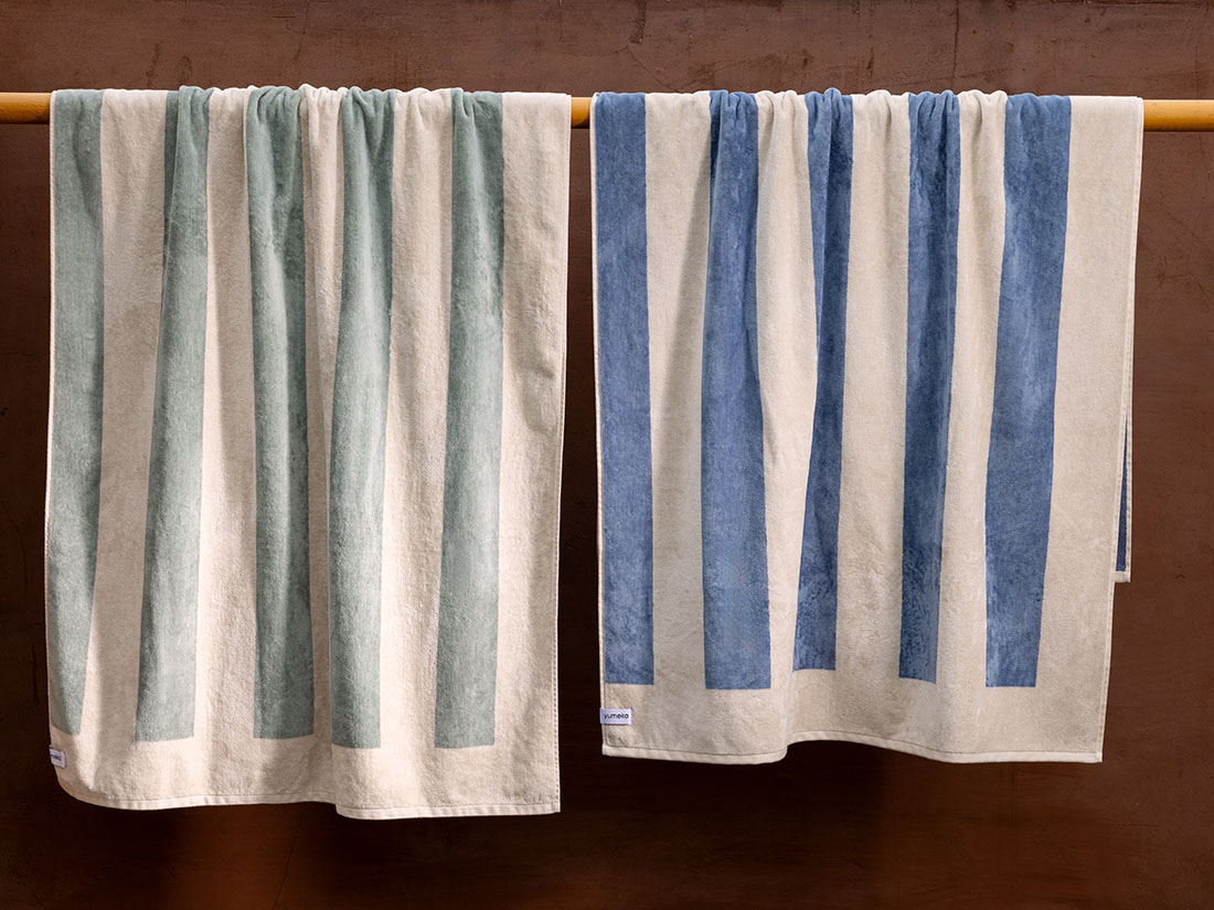 Drap de plage en velours à rayures bleu délavé 100x180 - 1 pc