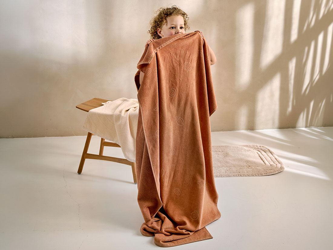 Strandbadlakan velour seashell terracotta 86x140