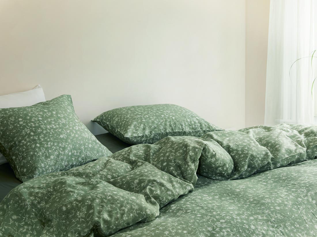 Pudebetræk bomuldssatin fields of olive