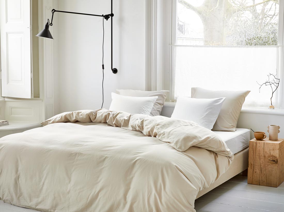 Housse de couette satin de coton gris sable