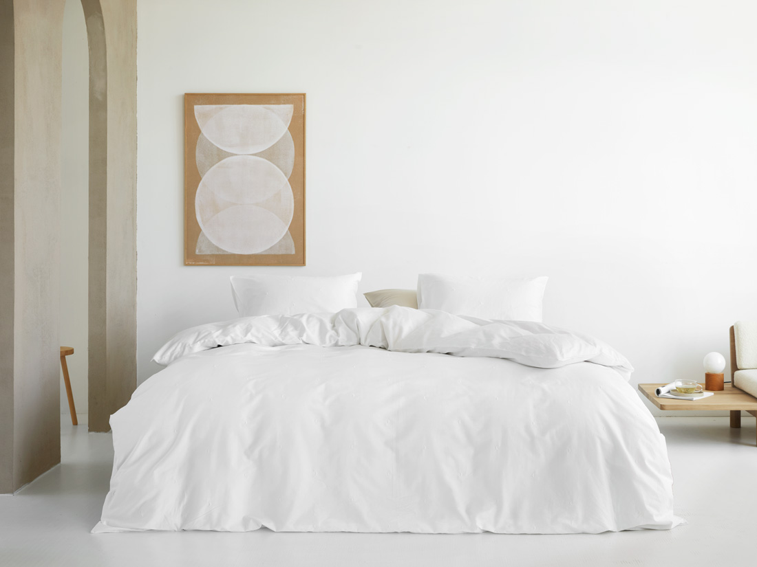 Housse de couette satin de coton lune blanche