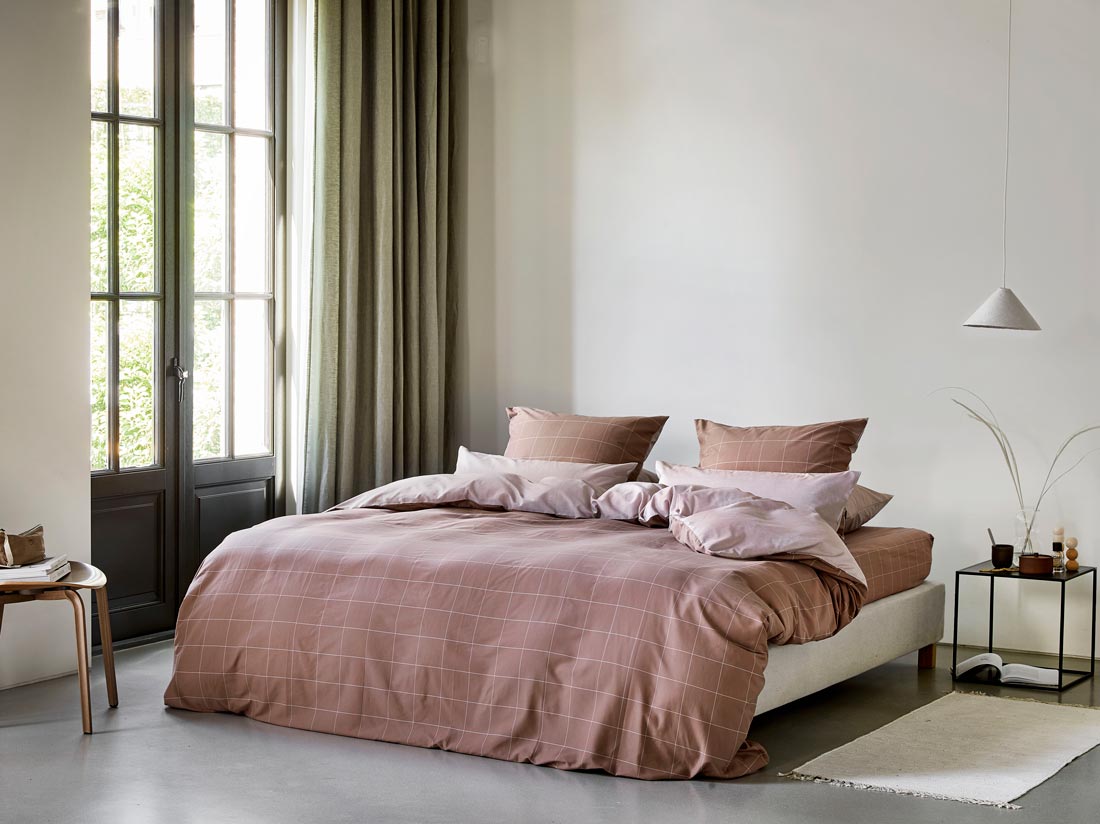 TENCEL™-Bettwäsche Doubleface Rose Check/Chambray