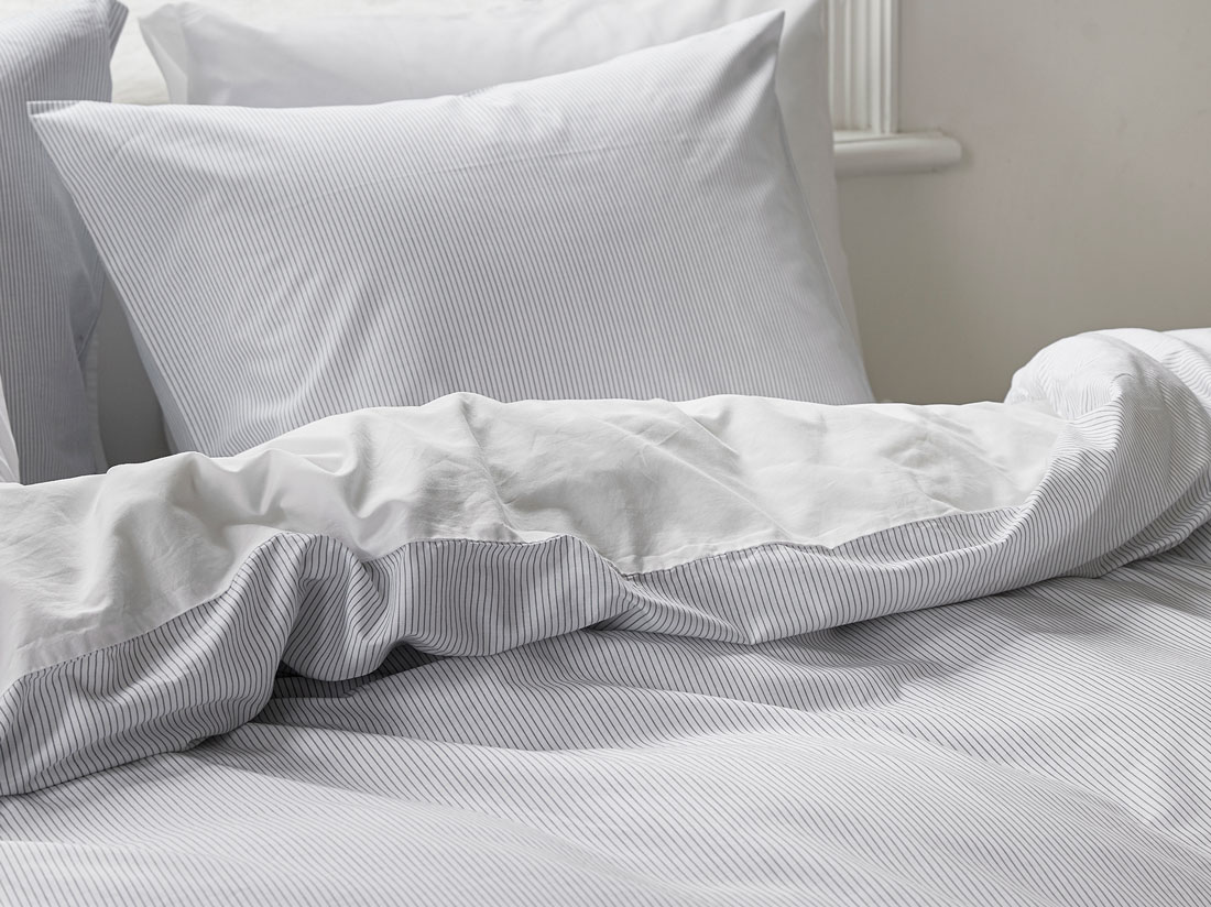 Kissenbezug TENCEL™ Doubleface White Stripe/Pure White