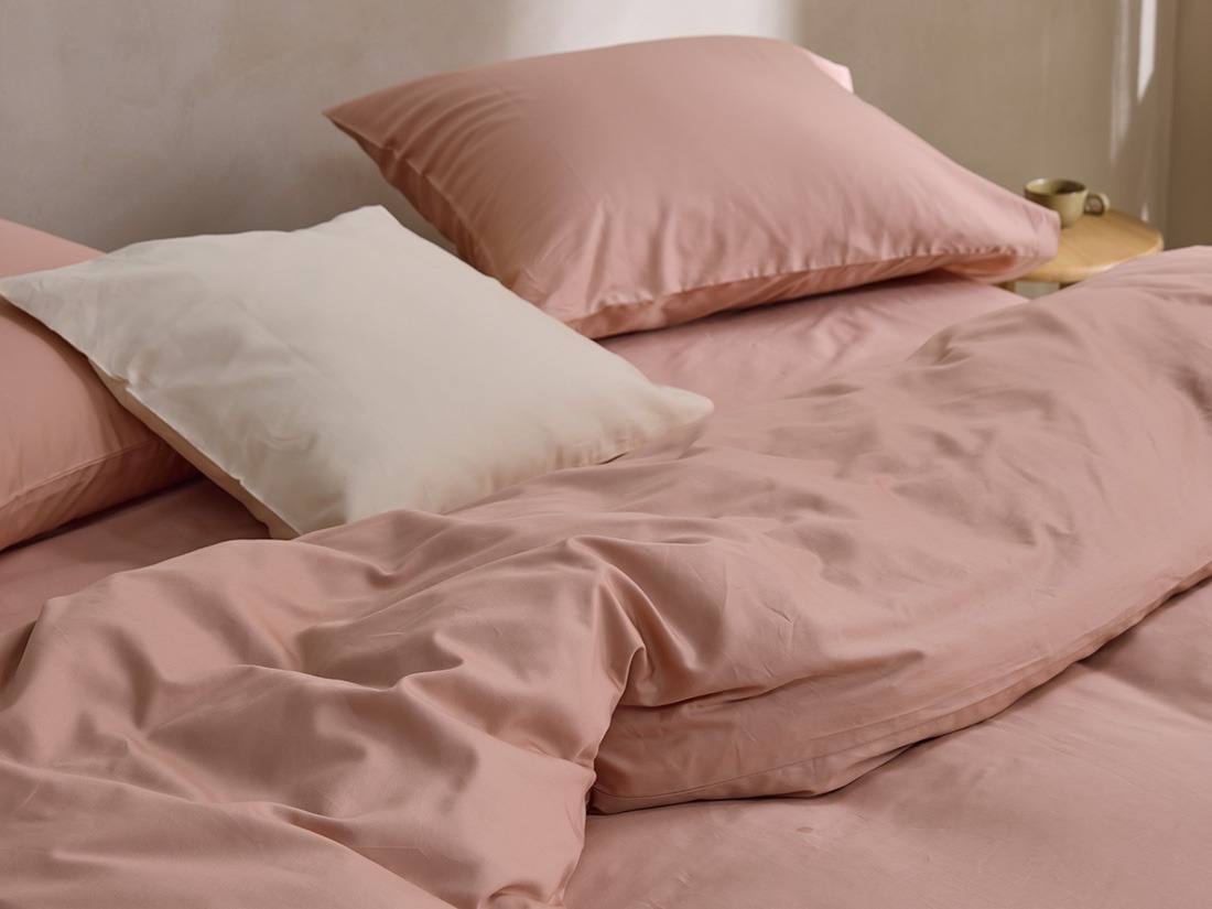 Dekbedovertrek katoen satijn cosmea pink