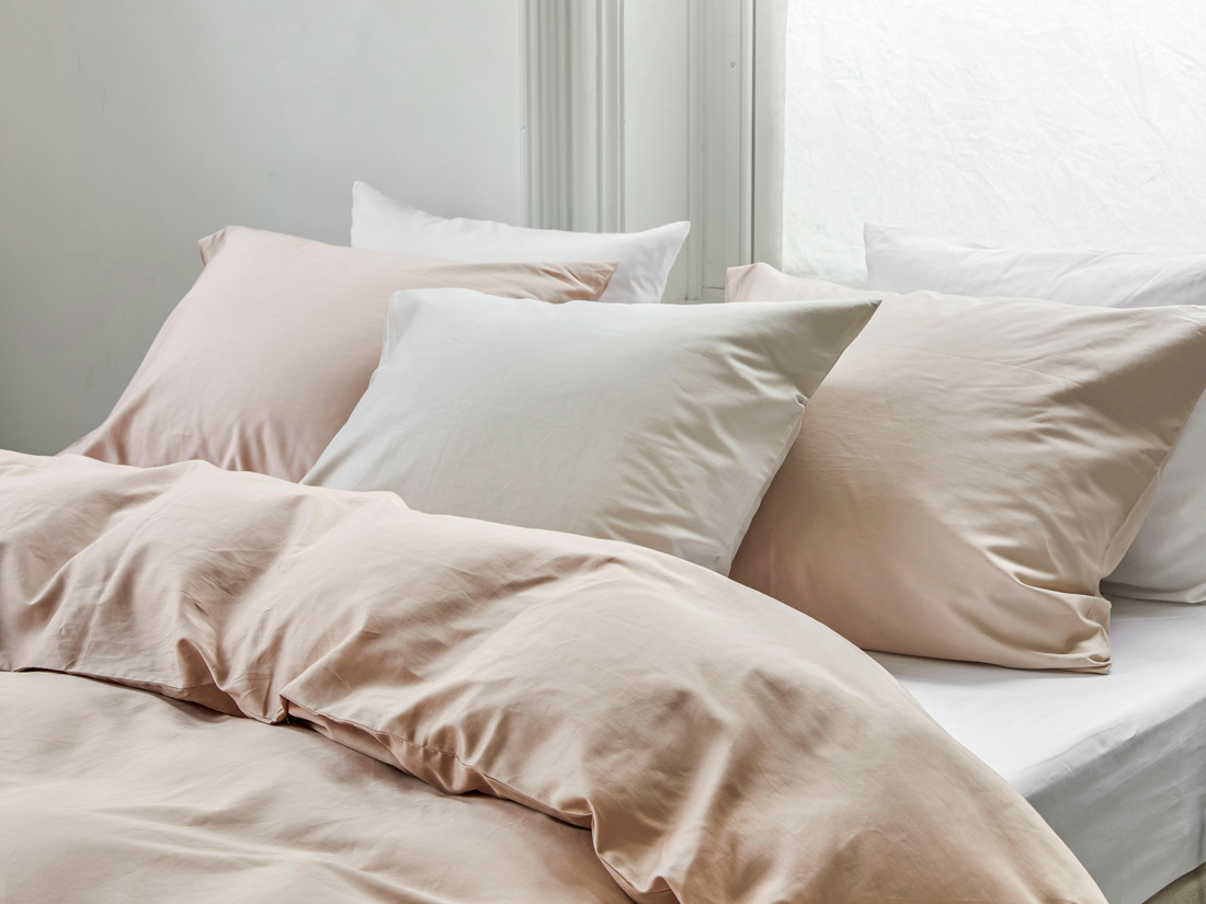 Housse de couette satin de coton rose poussiéreux