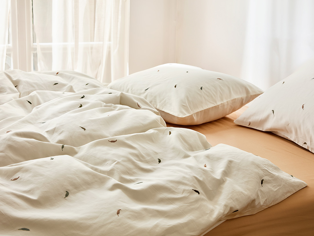 Dekbedovertrek katoen satijn multicolour feather