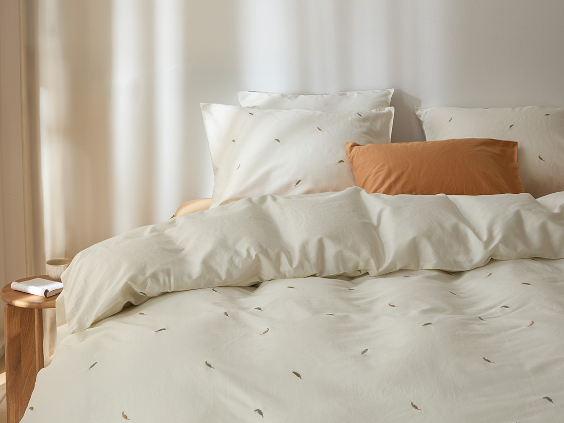 Dekbedovertrek katoen satijn multicolour feather