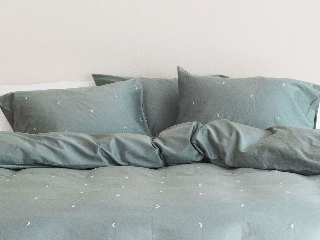 Dekbedovertrek katoen satijn sea green moon