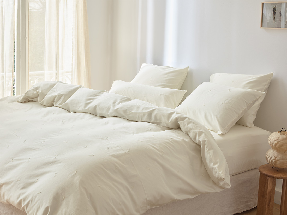 Dekbedovertrek katoen satijn warm white feather