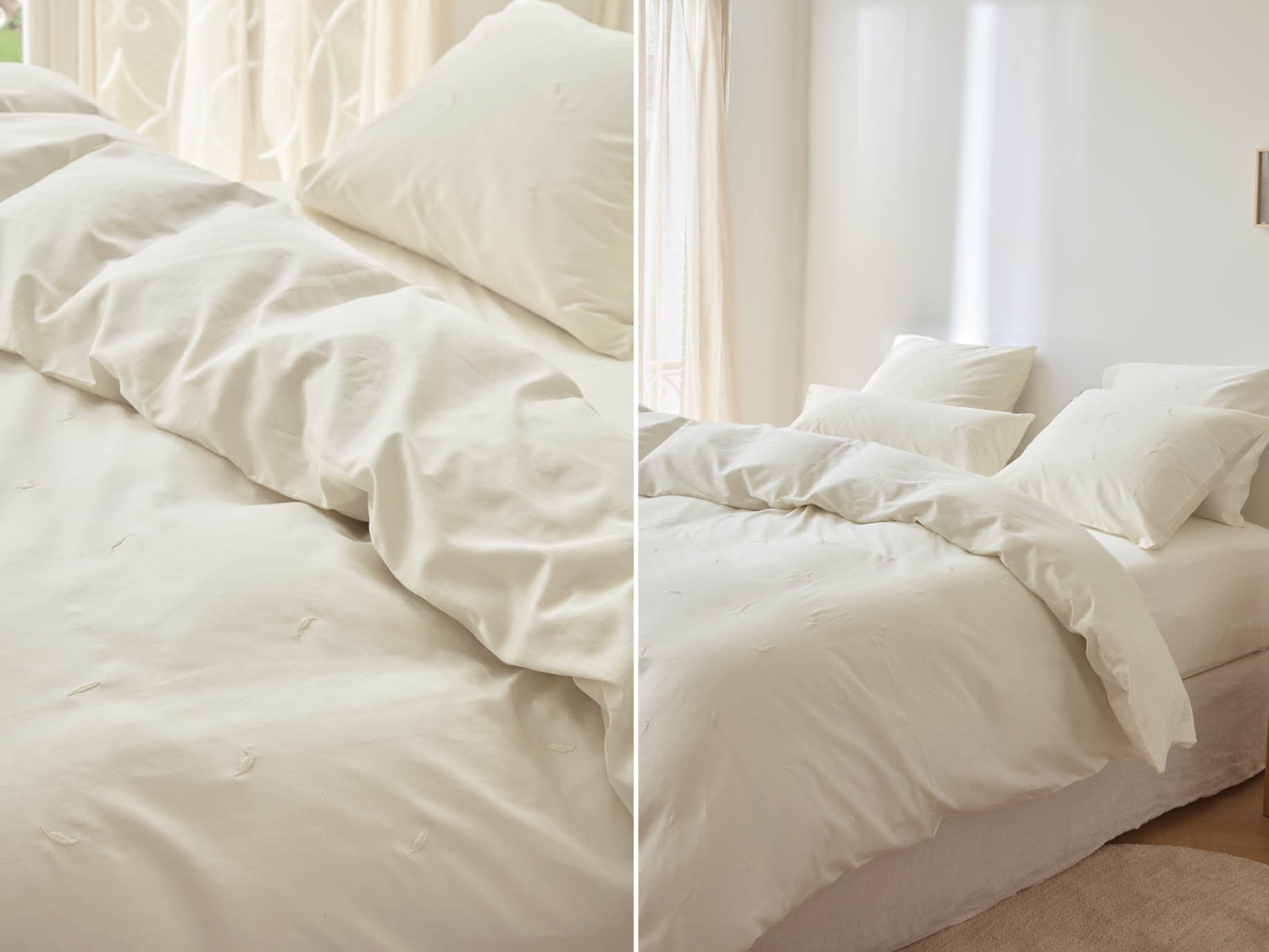 Dekbedovertrek katoen satijn warm white feather