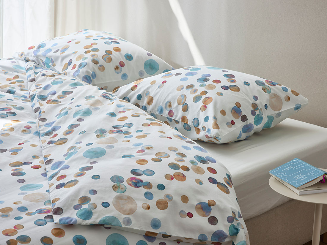 Satin-Bettwäsche Watercolor Dots Multicolor