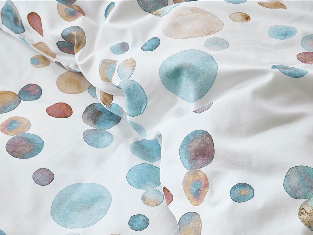 Housse de couette satin de coton touches d’aquarelle multicolore