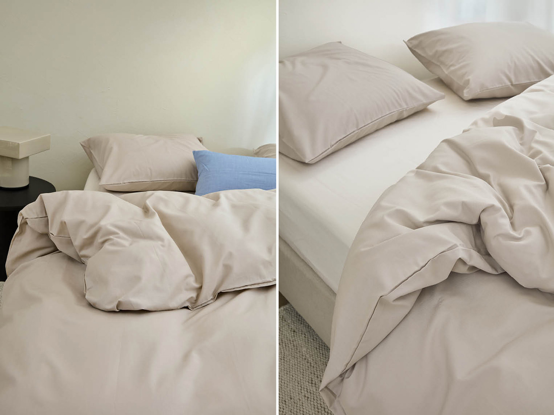 Dekbedovertrek katoen TENCEL™ sandy taupe