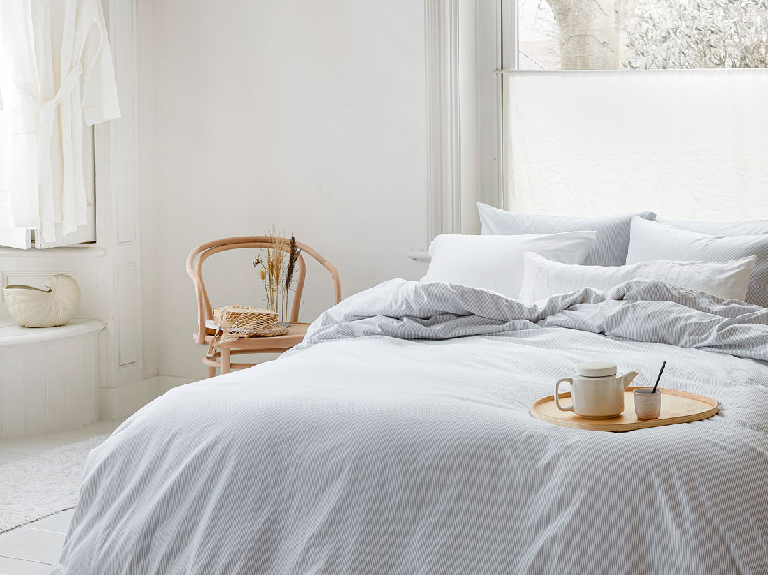 TENCEL™-Bettwäsche Doubleface White Stripe/Pure White