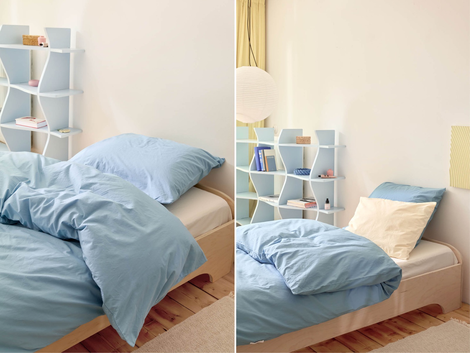 Parure de lit percale de coton bleu lagon