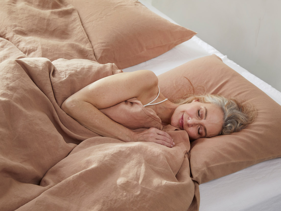 Parure de lit lin lavé noisette