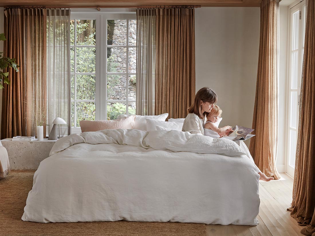 Parure de lit lin lavé blanc pur