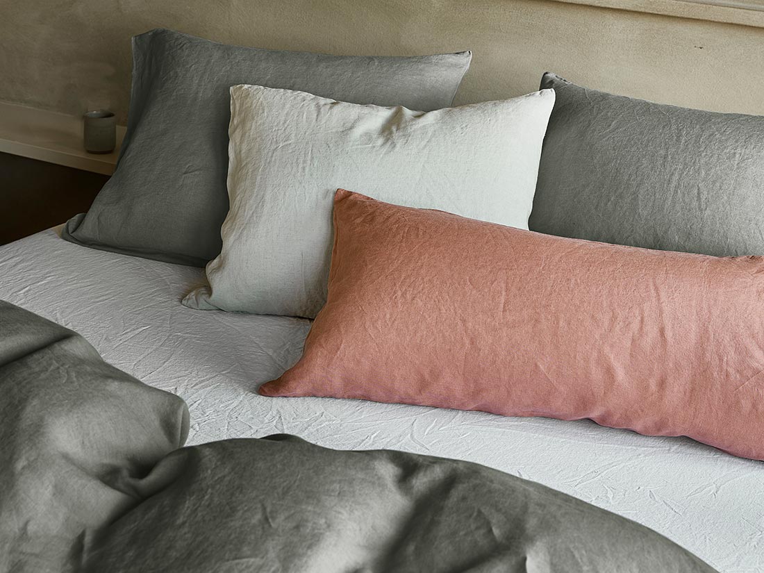 Dekbedovertrek gewassen linnen stone green