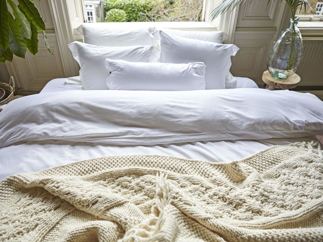 Satin-Bettwäsche Pure White mit Rand