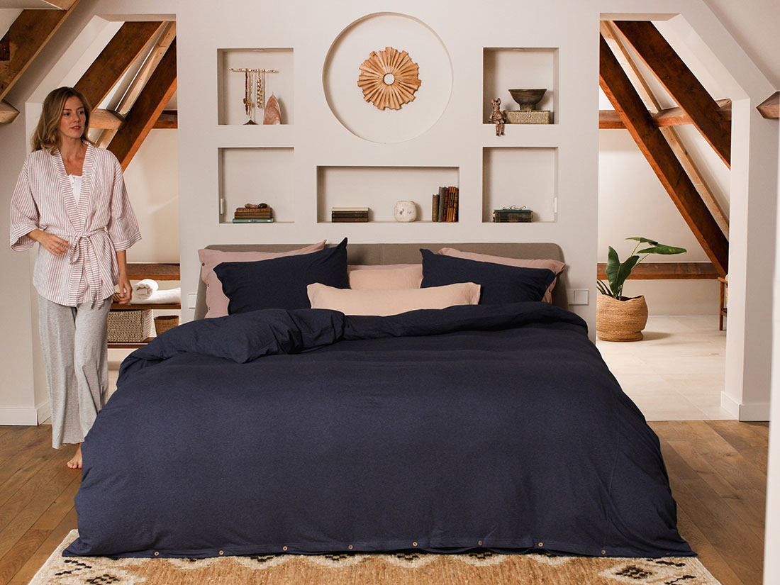 Kimono Jacke Gewaschenes Leinen Rose Stripe