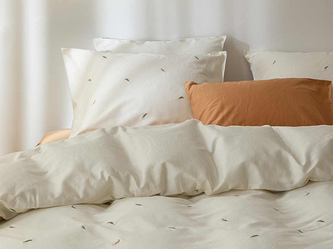 Taie d'oreiller satin de coton plume multicolore