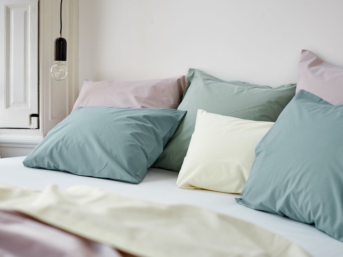 Kussensloop percal katoen pastel lemon