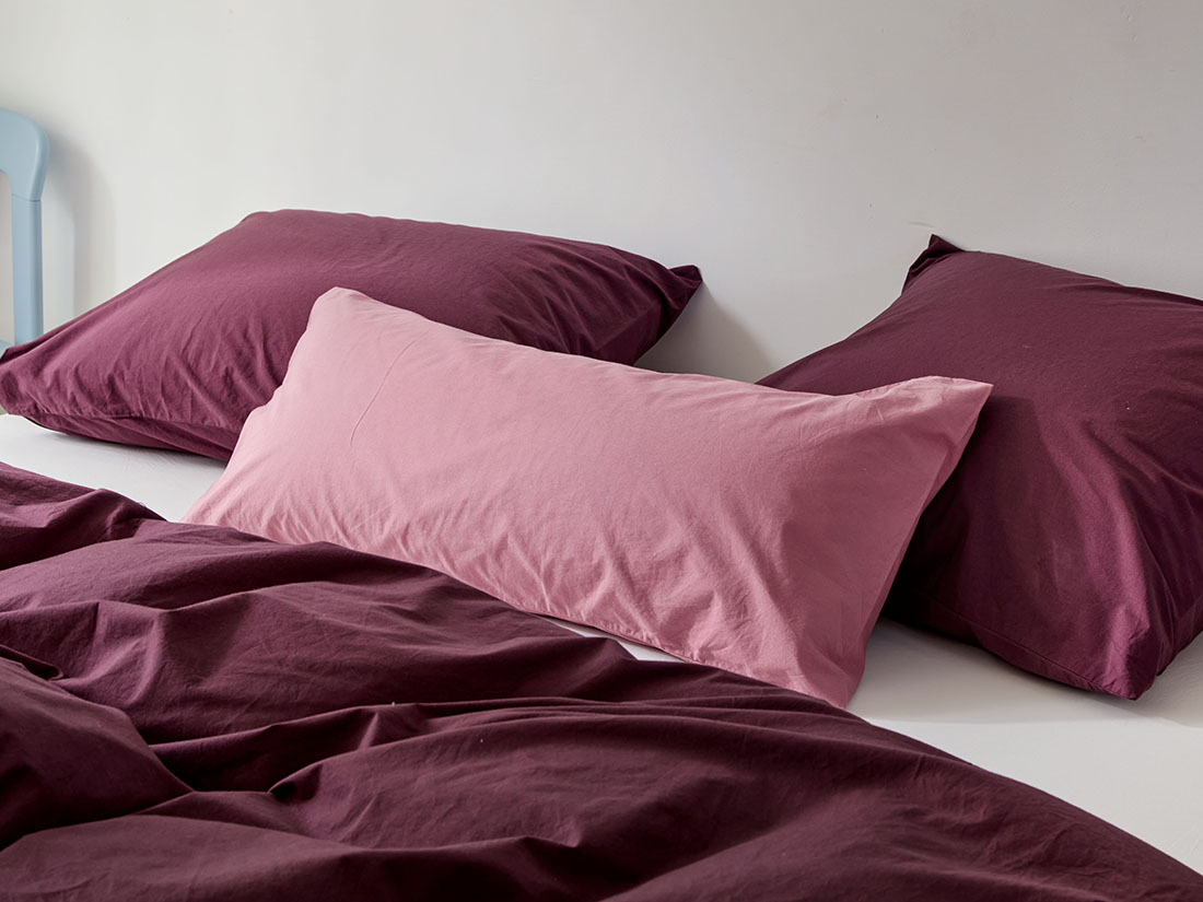 Taie d'oreiller percale de coton rêve framboise