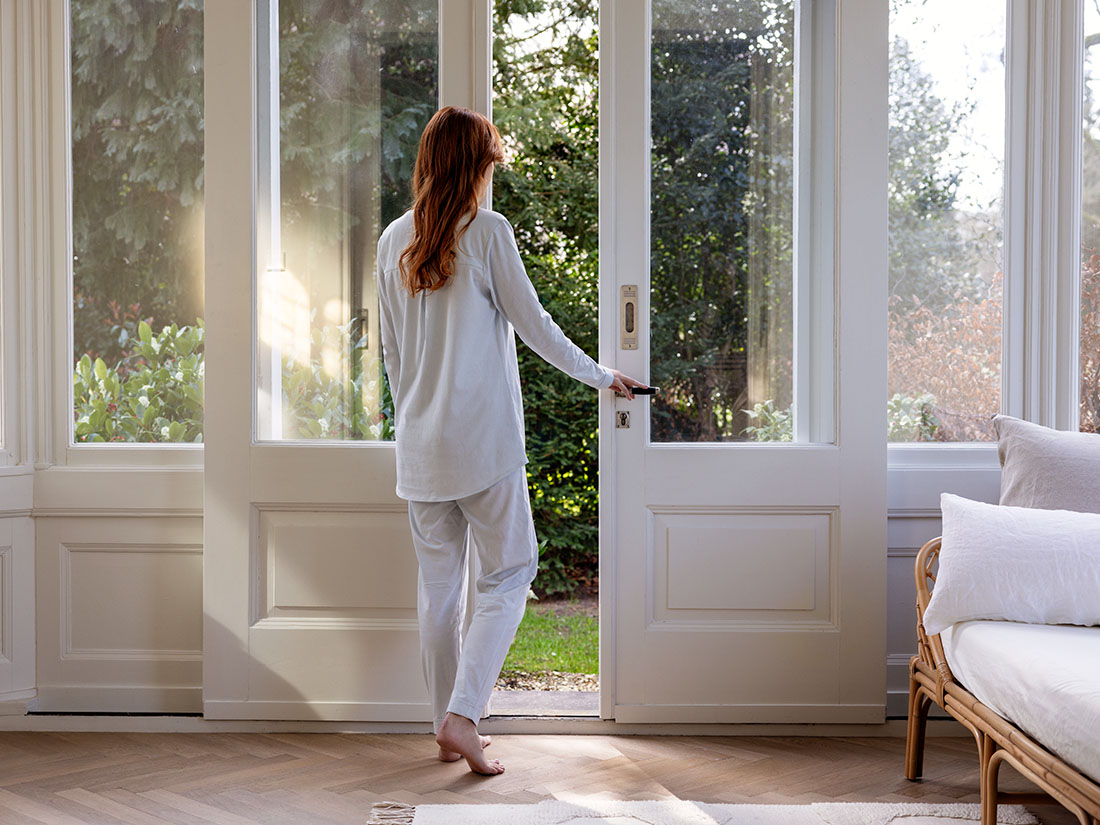Pyjamaoberteil Damen Jersey Morning Blue