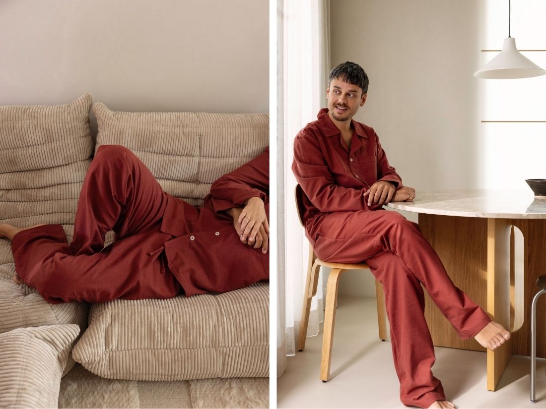 Pyjamaset heren flanel red velvet
