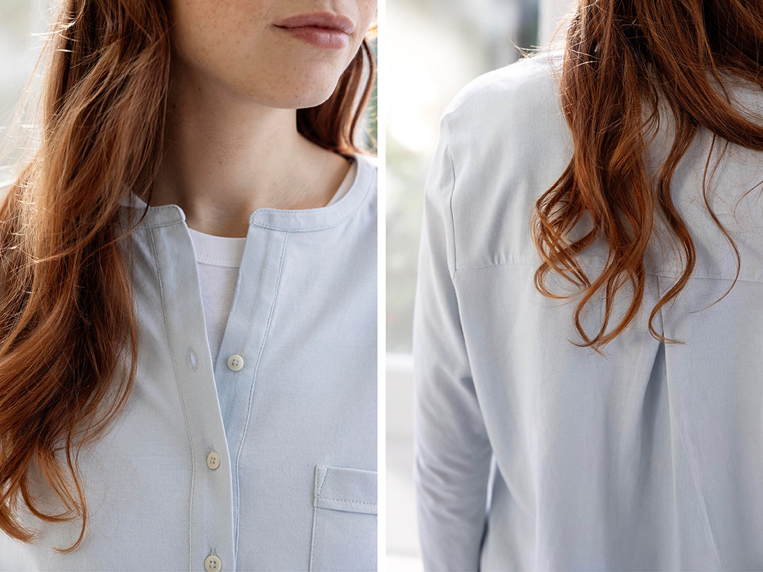 Pyjamaoberteil Damen Jersey Morning Blue