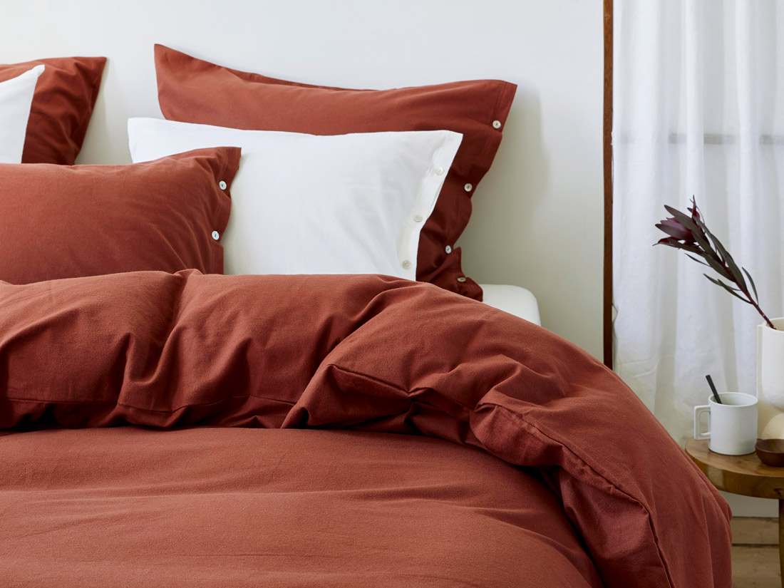 Taie d'oreiller flanelle de coton velours rouge