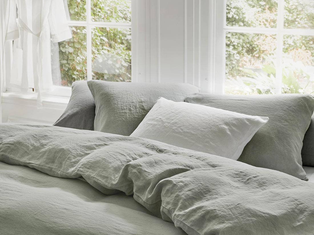 Bettwäscheset Gewaschenes Leinen Misty Green