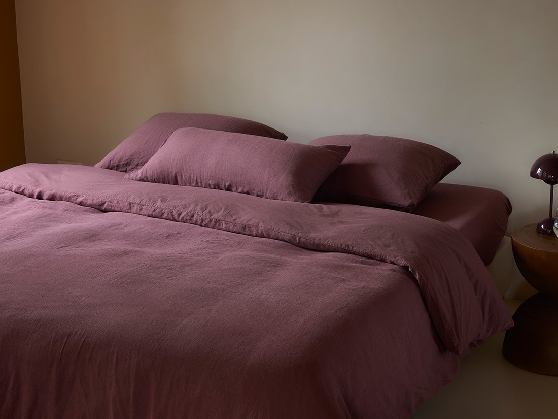 Parure de lit chanvre/coton framboise intense