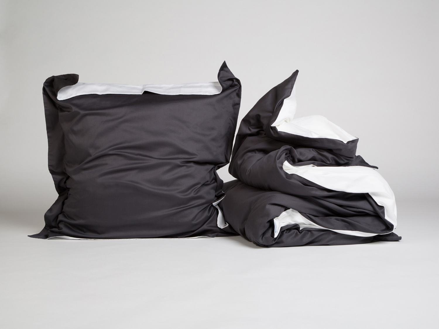 Satin-Bettwäsche Anthracite/White