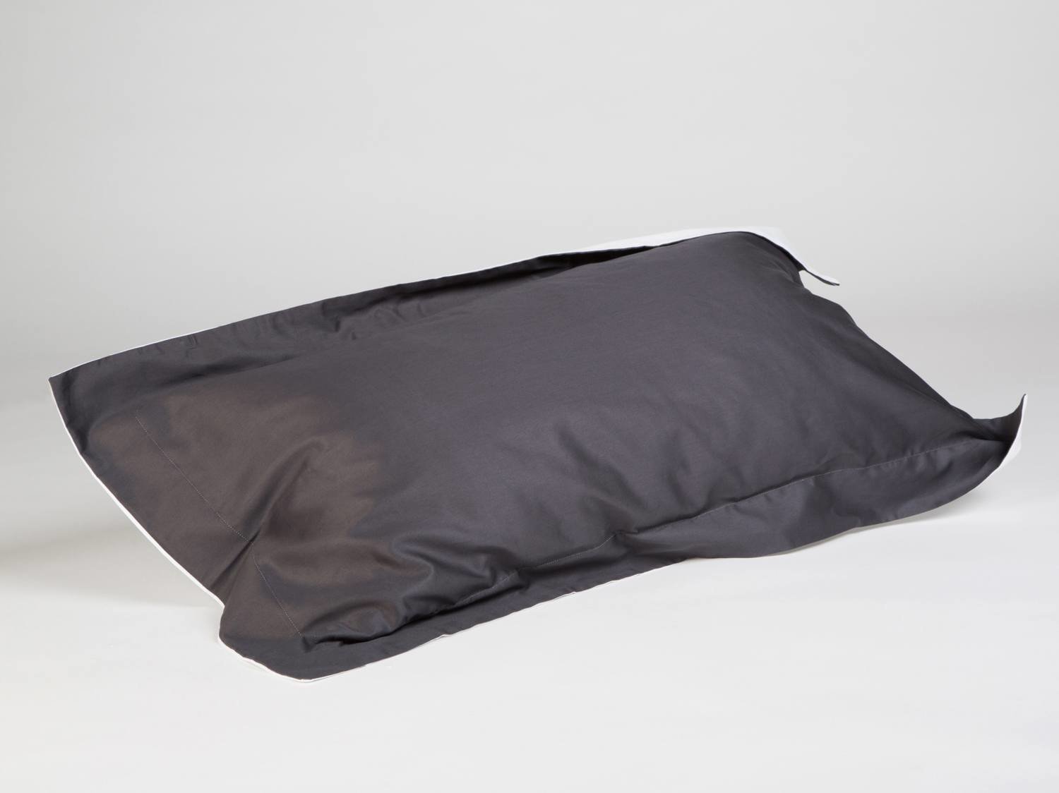 Kissenbezug Baumwollsatin Anthracite/White