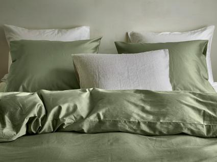 Taie d'oreiller satin de coton vert olive moyen