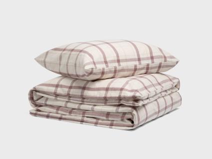 Dekbedovertrek flanel mauve check