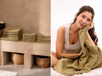 Serviettes de douche éponge vert olive 70x140 - 2 pcs