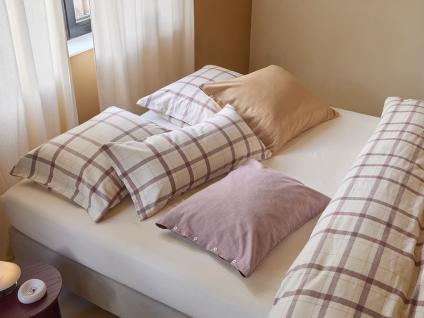 Kussensloop flanel mauve check