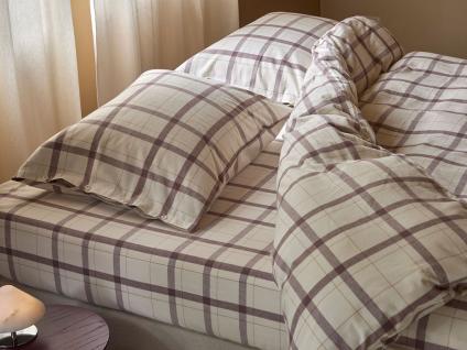 Hoeslaken flanel mauve check