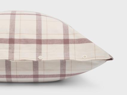 Taie d'oreiller flanelle de coton damier mauve